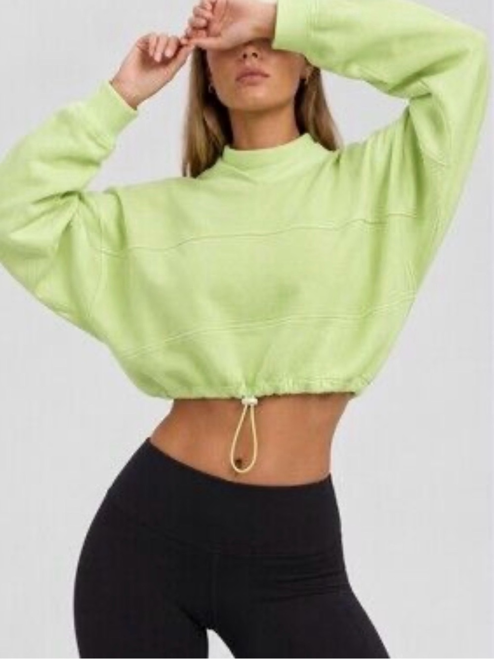 JOAH BROWN Drawcord Crop Crew Sweatshirt